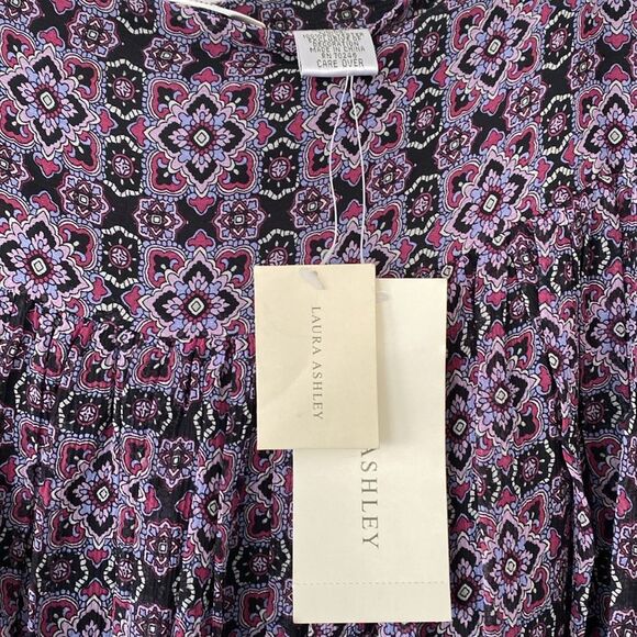 Laura Ashley Long Silk Skirt Size 10 Lined Pleated Ruffled Side Zipper Boho NWT - Picture 5 of 13